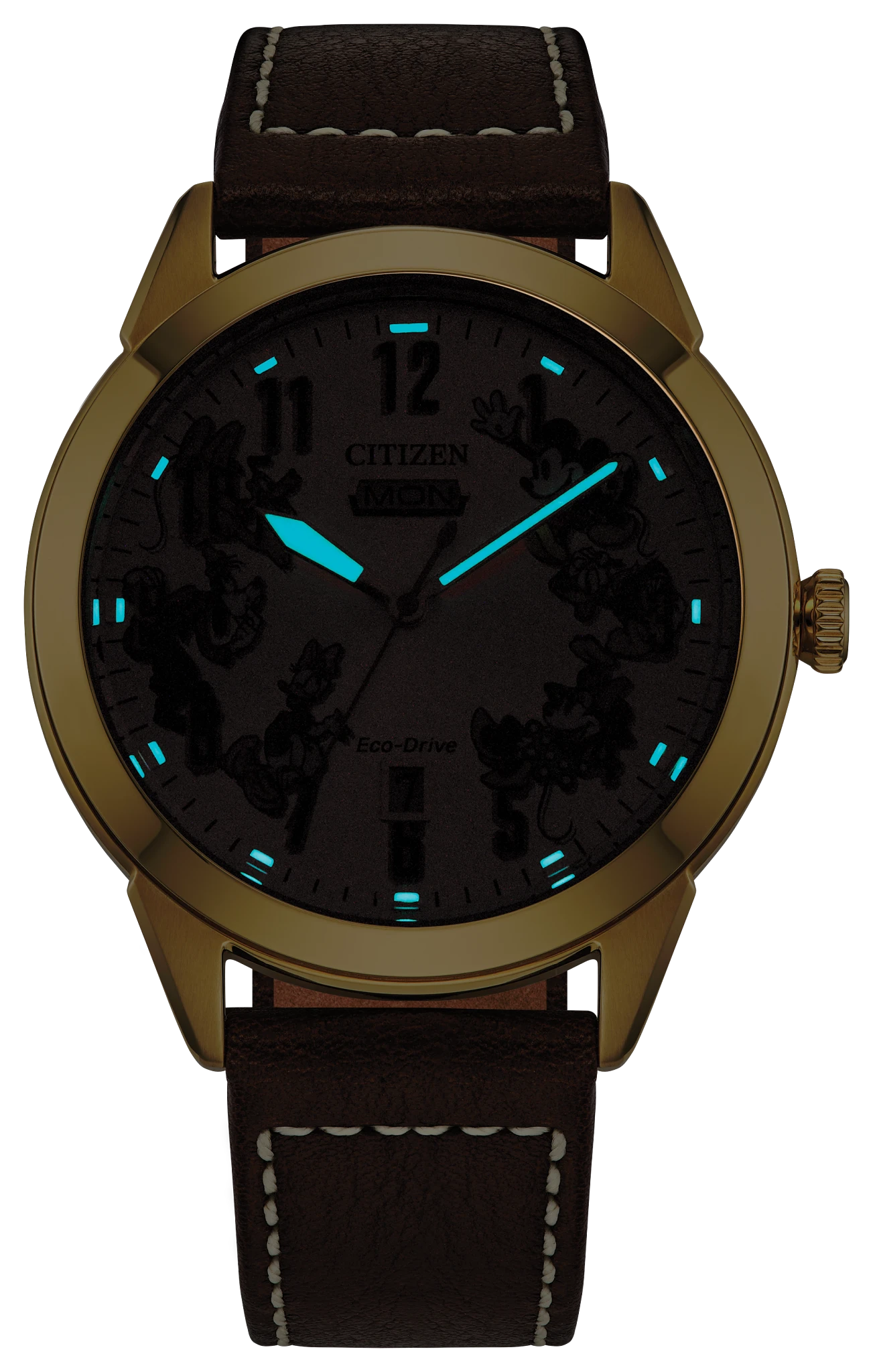 Donald Duck and Crew Beige Dial Leather Strap AW0093-04W | CITIZEN